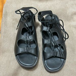 Black leather sandals